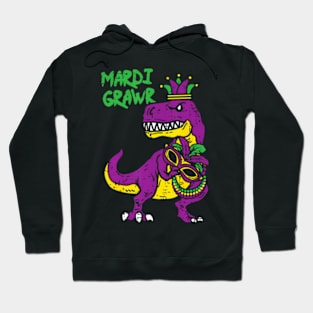 Mardi Grawr TRex Dino Toddler Kids Mardi Gras Boys Hoodie